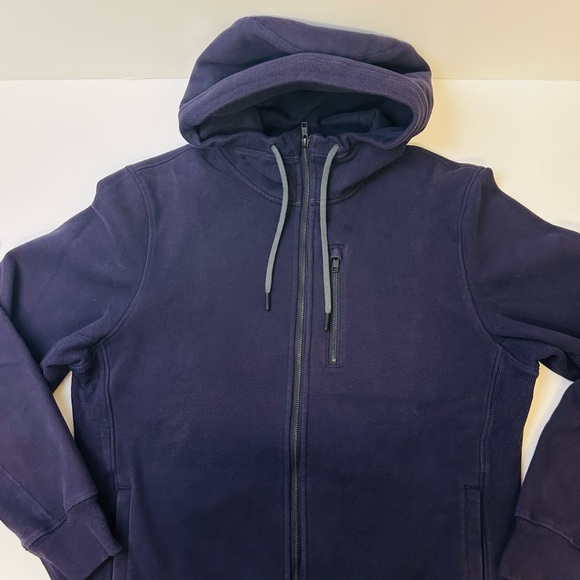 Lululemon Sequence Hoodie Cotton Fleece Ribbed Inset Panel Zip Pocket Black Swan - Picture 3 of 12